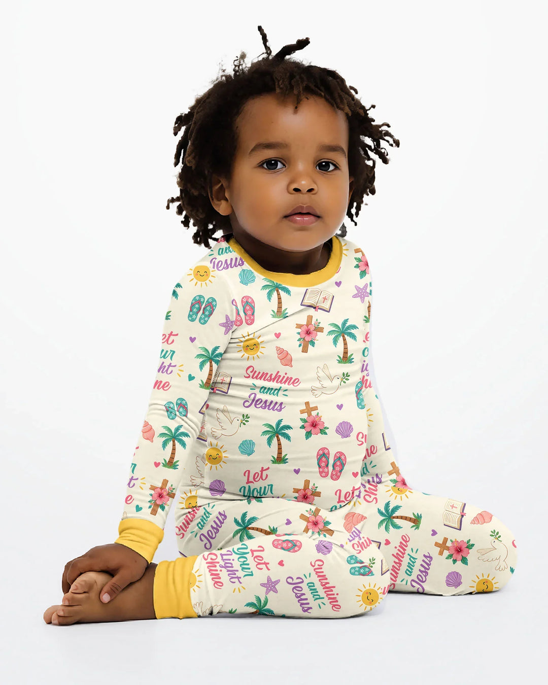 Zweiteiliges Langarm-Pyjama-Set mit Sommerfrüchten