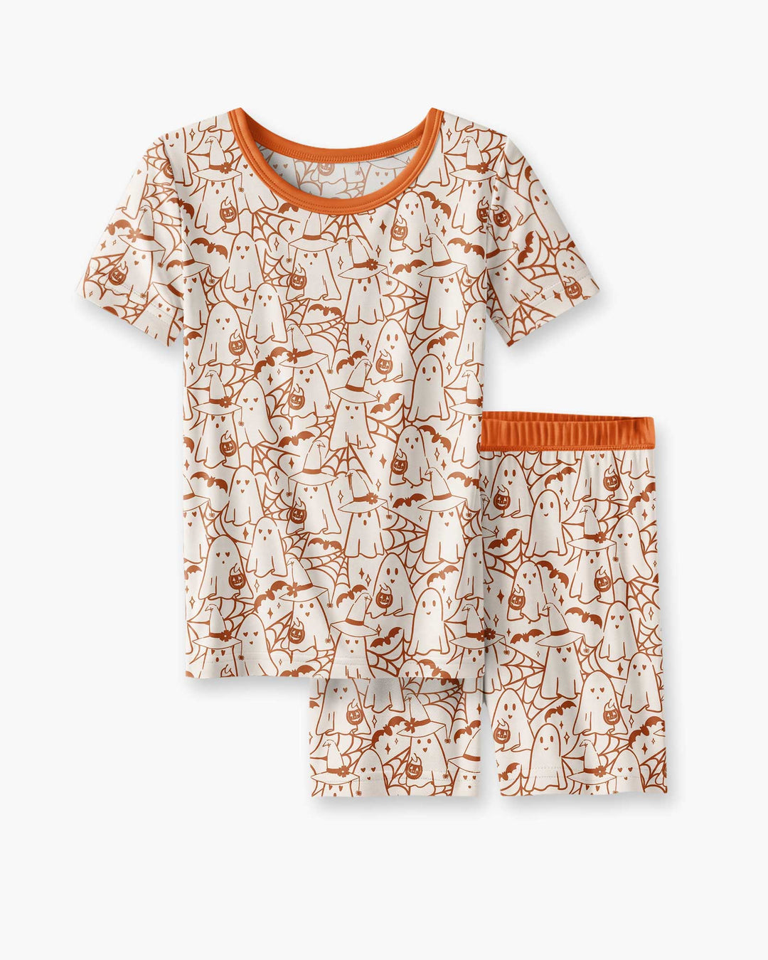Boo Trick or Treat Ghosts Halloween Bamboo Two Piece Short Sleeve Shorts Pajama Set