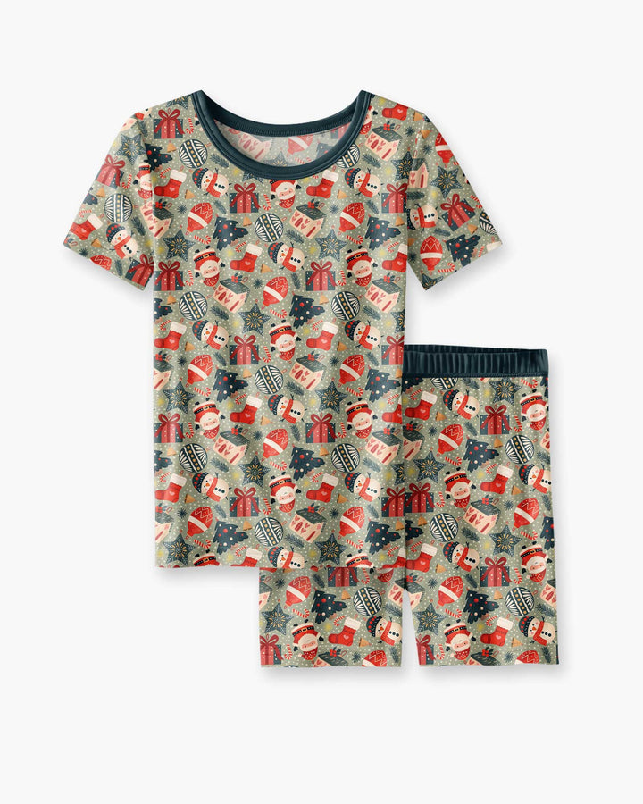 Christmas Ornaments Bamboo Two Piece Short Sleeve Shorts Pajama Set