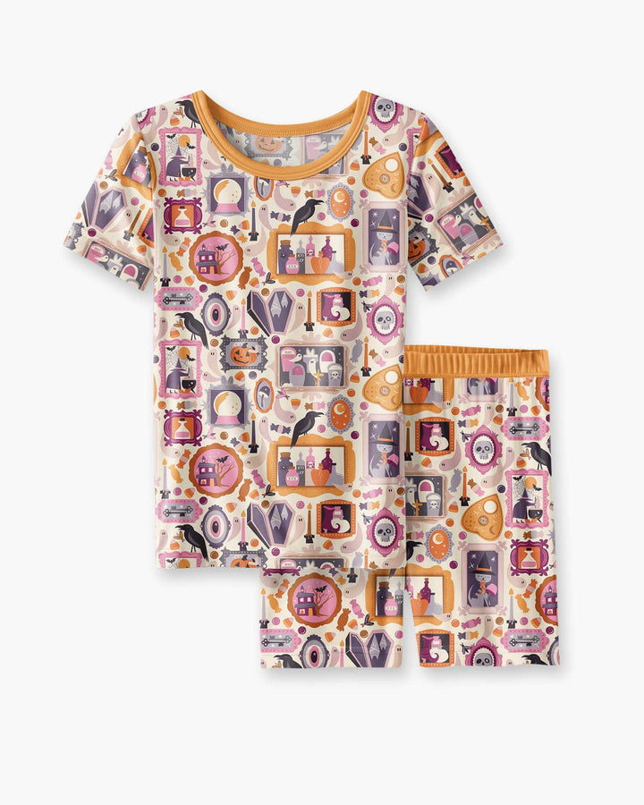 Spooky Portraits Bamboo Two Piece Short Sleeve Shorts Pajama Set