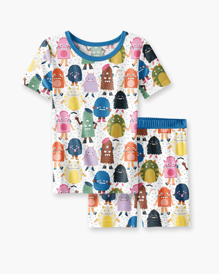 (Not So) Scary Monsters Bamboo Two Piece Short Sleeve Shorts Pajama Set