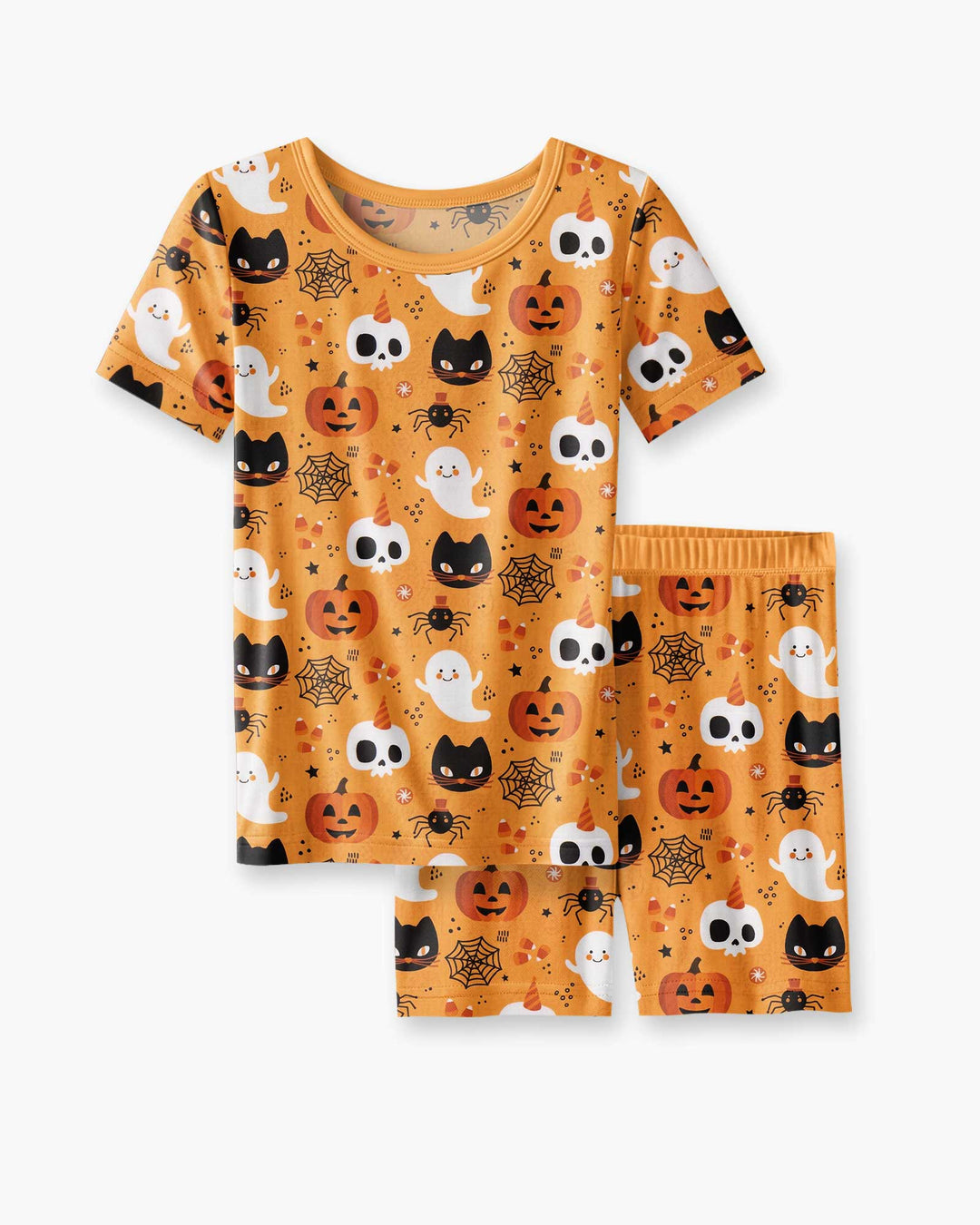 Halloween Party Bamboo Two Piece Short Sleeve Shorts Pajama Set