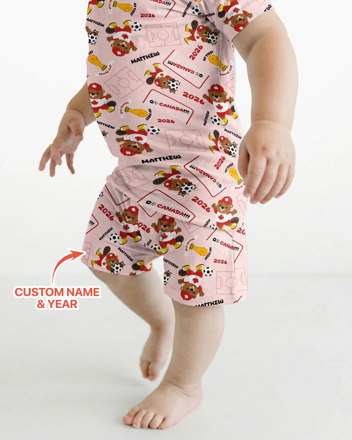 Zweiteiliges Pyjama-Set mit kurzen Ärmeln und Shorts im Sommer-Design
