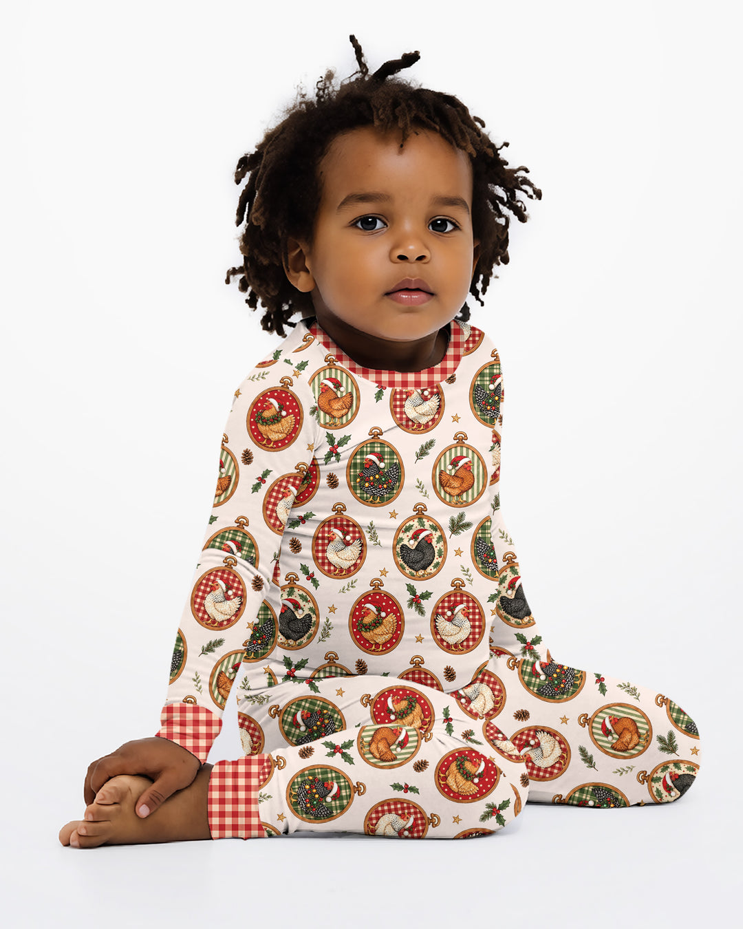 Chicken Merry Clucking Christmas Bamboo Two Piece Long Sleeve Pajama Set
