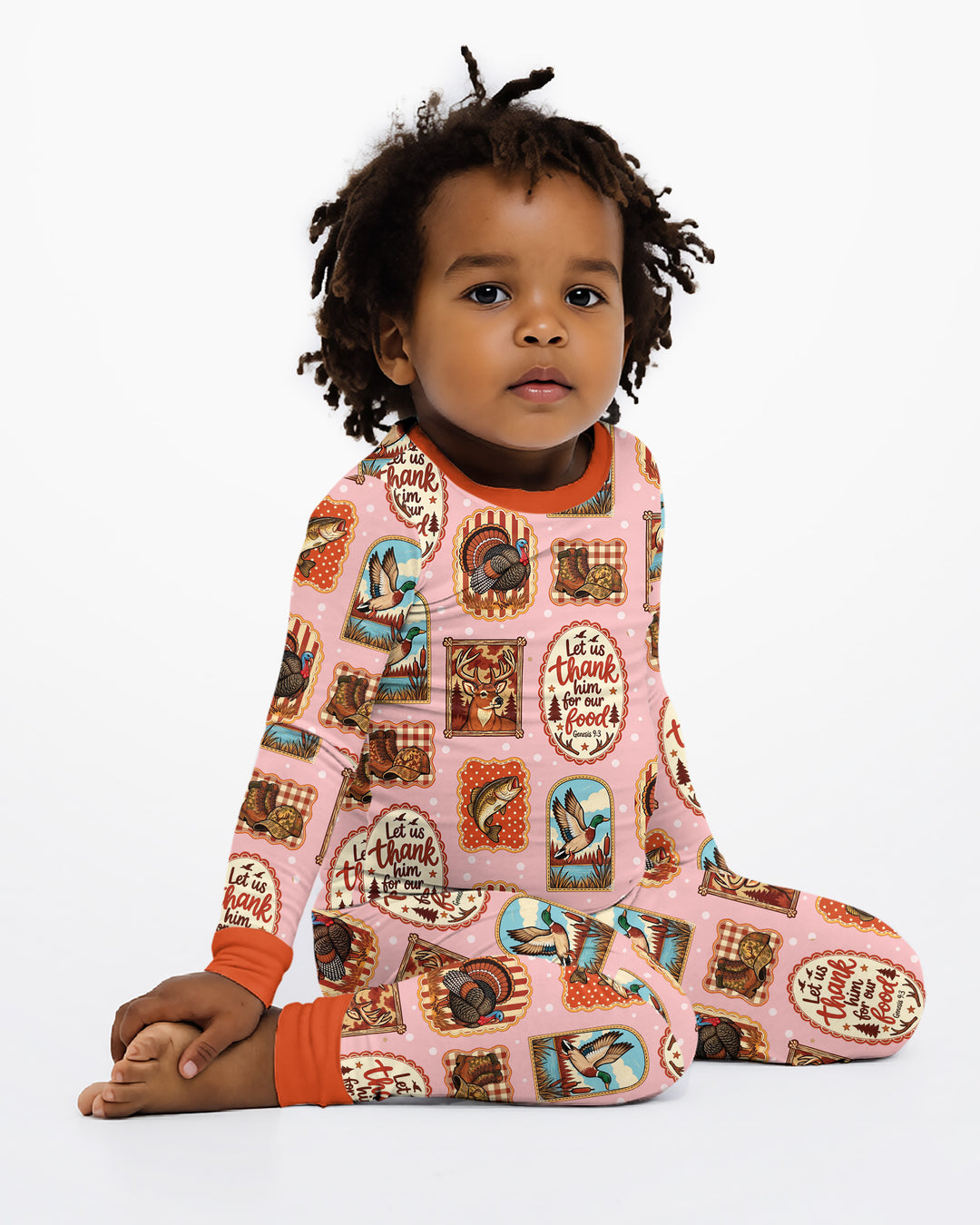 Hunting Let Us Thank Him For Our Food Bamboo Two Piece Long Sleeve Pajama Set