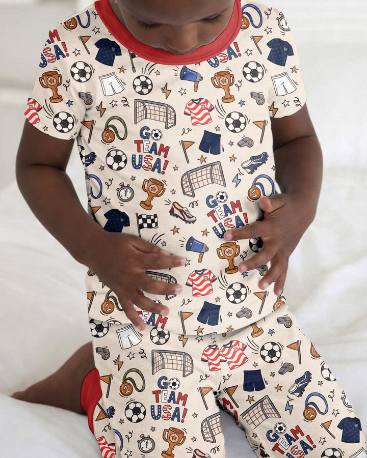 Zweiteiliges, kurzärmliges Pyjama-Set mit Marienkäfern