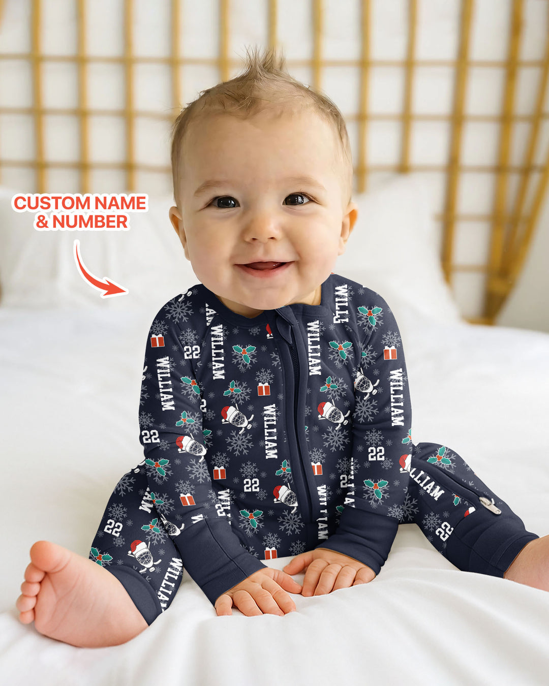 Custom Name Hockey Holiday Bamboo Convertible Zippy