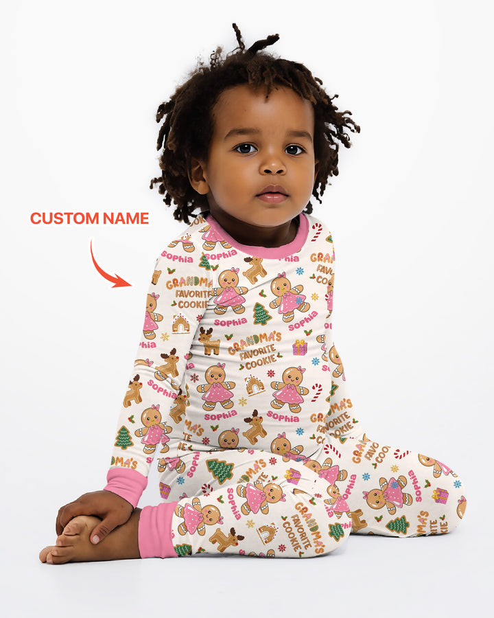Personalized Grandma's Favorite Cookie Bamboo Two Piece Long Sleeve Pajama Set
