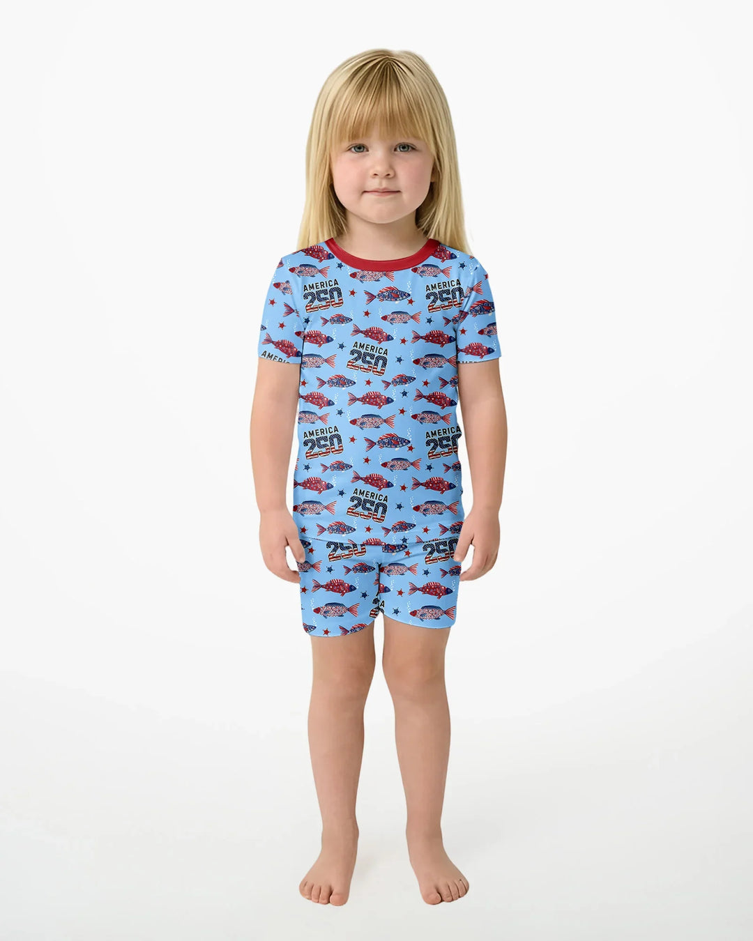 Template Zweiteiliges Pyjama-Set mit kurzen Ärmeln und Shorts