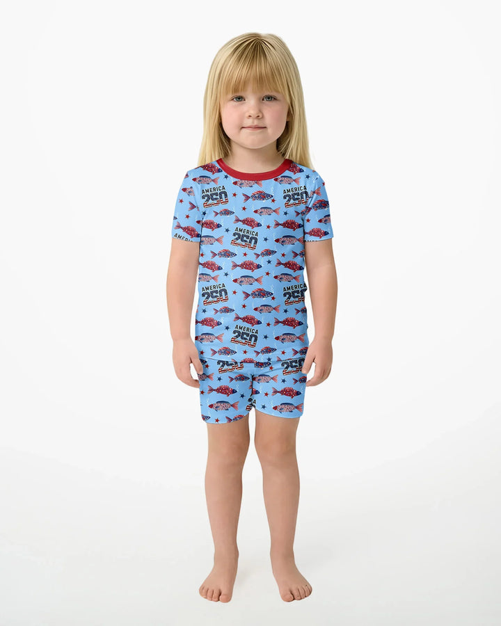 Template Zweiteiliges Pyjama-Set mit kurzen Ärmeln und Shorts