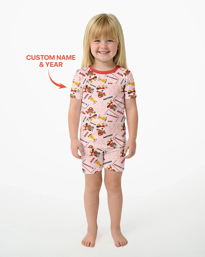 Zweiteiliges Pyjama-Set mit kurzen Ärmeln und Shorts im Sommer-Design