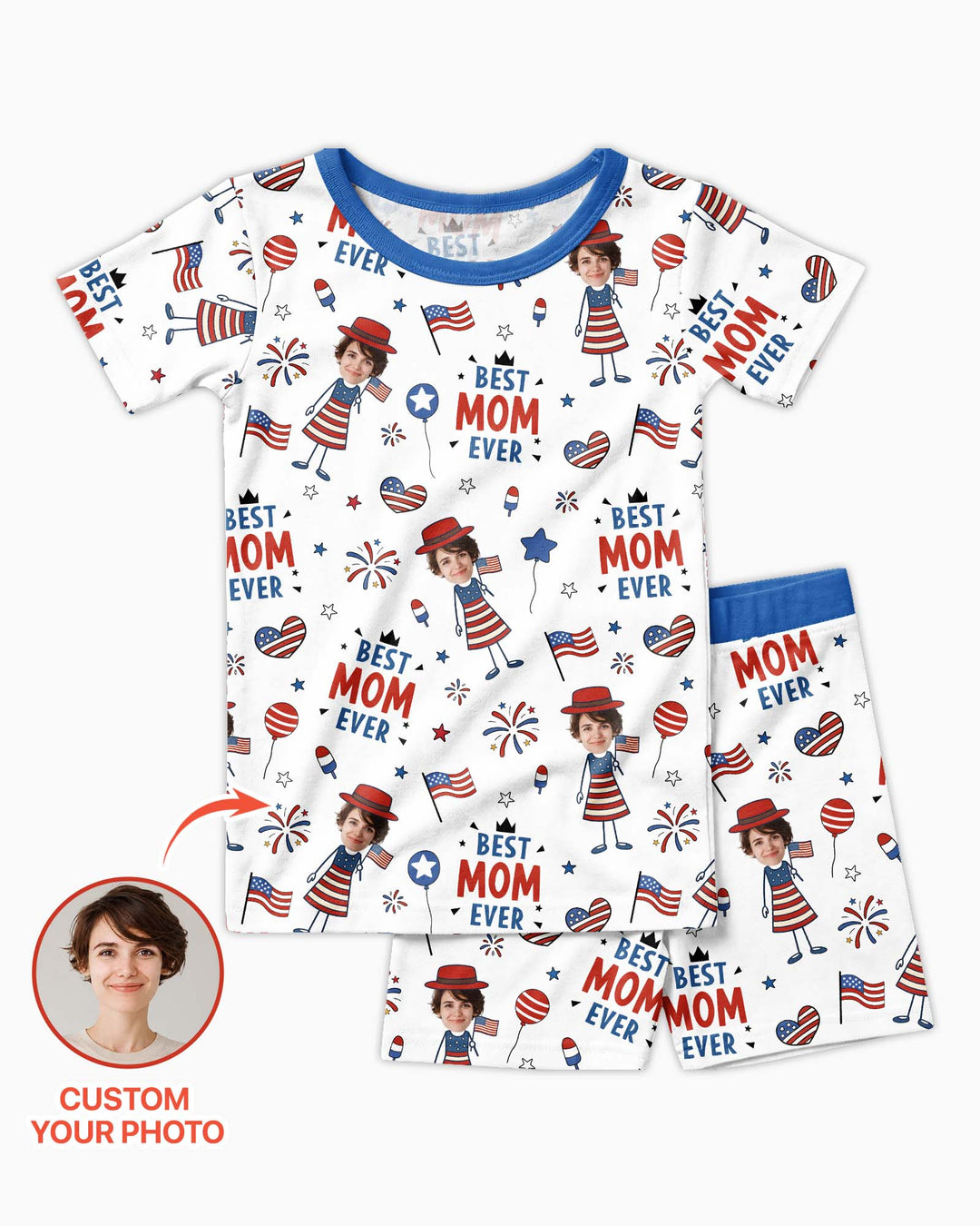 Zweiteiliges Pyjama-Set mit kurzen Ärmeln und Shorts im Sommer-Design