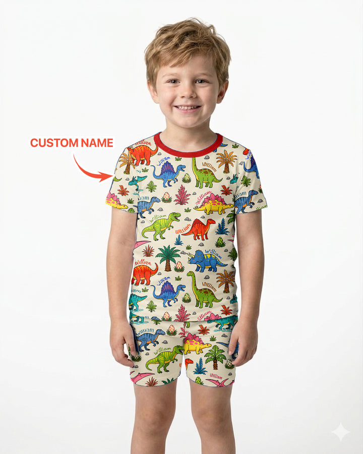 Zweiteiliges Pyjama-Set mit kurzen Ärmeln und Shorts im Sommer-Design