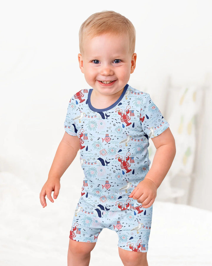 Schlafanzug-Set zweiteilig, kurze Ärmel, kurze Hose, Bambus
