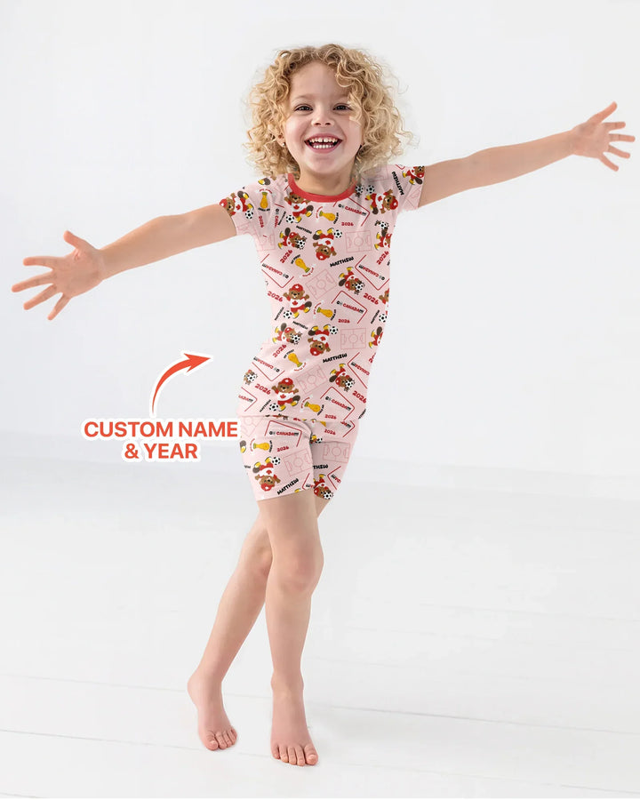 Zweiteiliges Pyjama-Set mit kurzen Ärmeln und Shorts im Sommer-Design