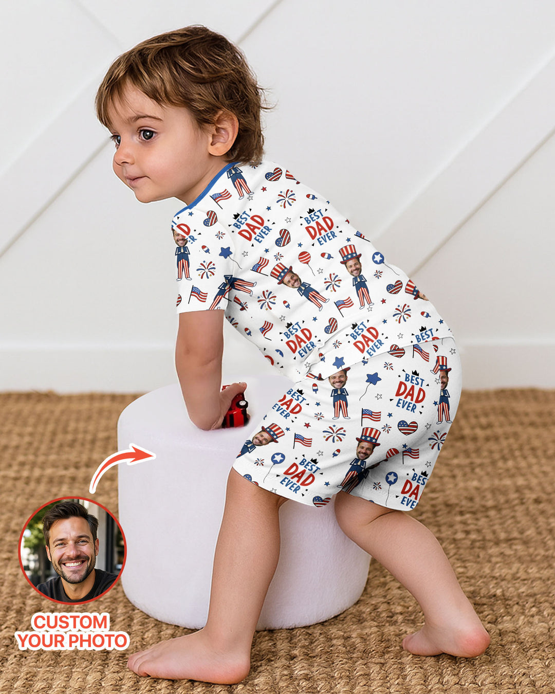 Zweiteiliges Pyjama-Set mit kurzen Ärmeln und Shorts im Sommer-Design
