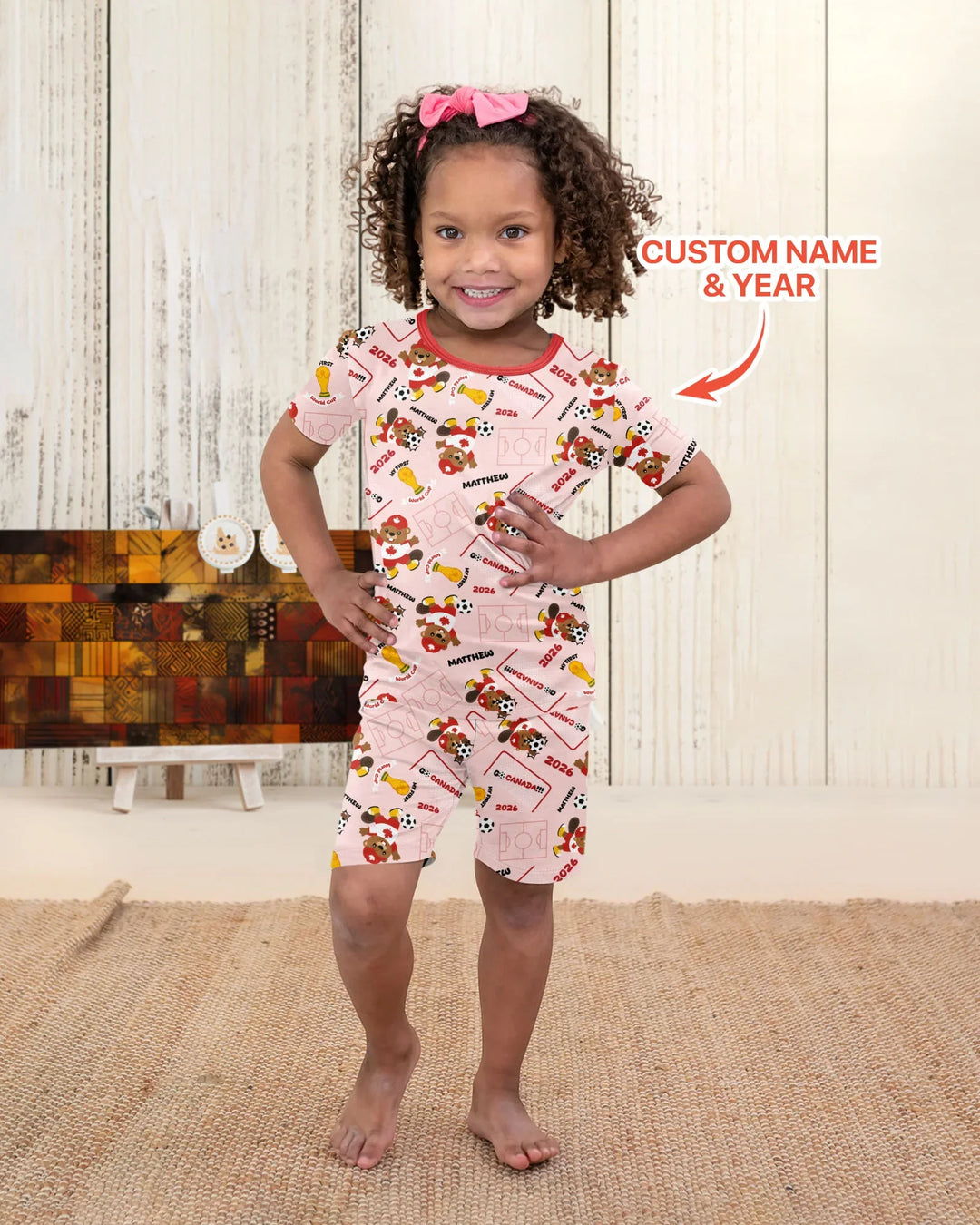 Zweiteiliges Pyjama-Set mit kurzen Ärmeln und Shorts im Sommer-Design
