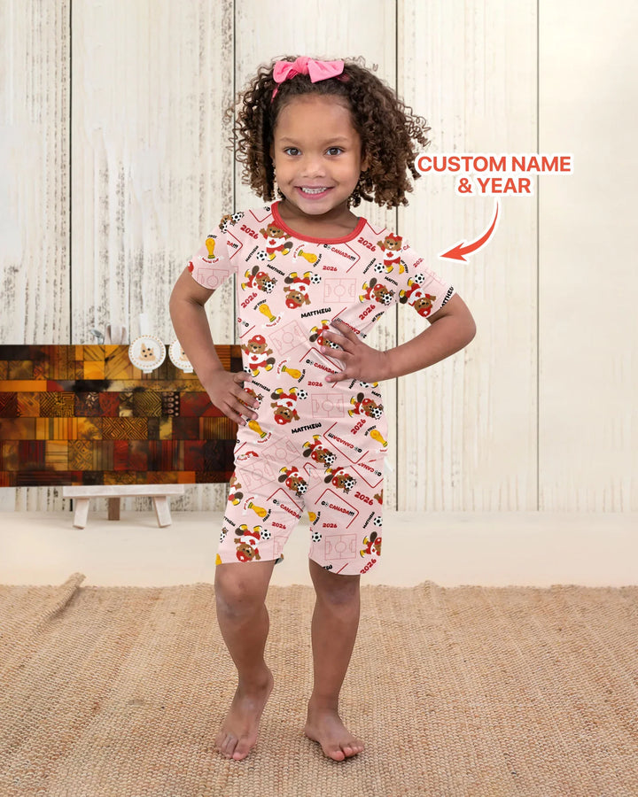Zweiteiliges Pyjama-Set mit kurzen Ärmeln und Shorts im Sommer-Design