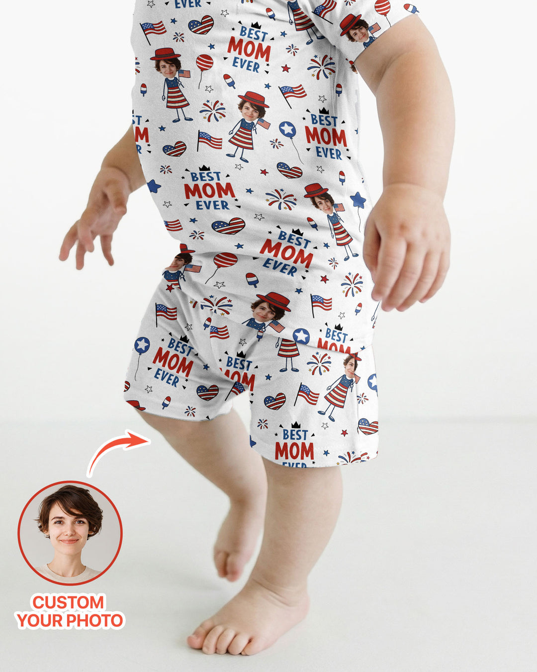 Zweiteiliges Pyjama-Set mit kurzen Ärmeln und Shorts im Sommer-Design