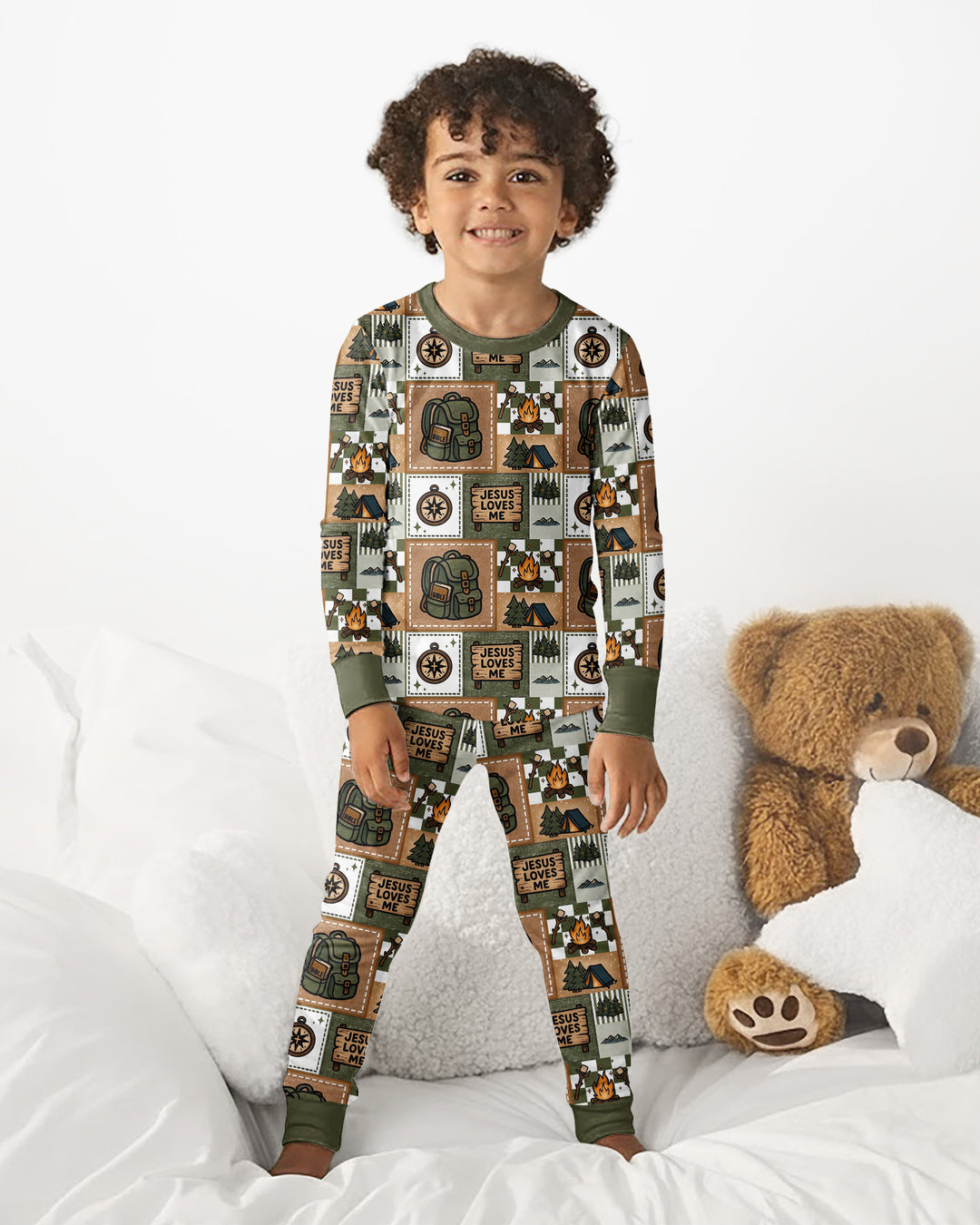 Zweiteiliges Langarm-Pyjama-Set mit Sommerfrüchten