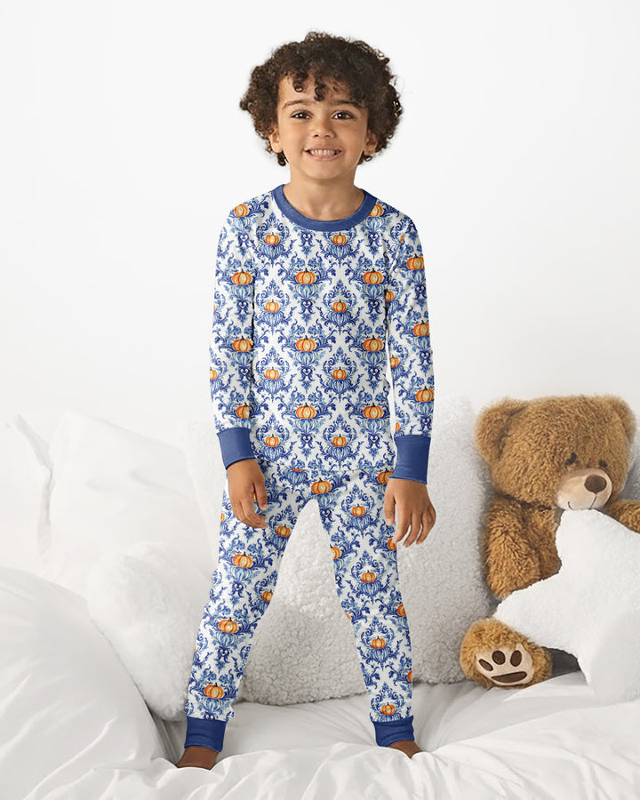 Pumpkin Toile Family Matching Bamboo Two Piece Long Sleeve Pajama Set