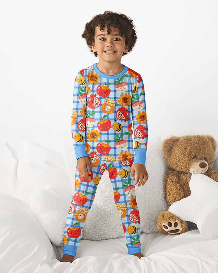 Zweiteiliges Langarm-Pyjama-Set mit Sommerfrüchten
