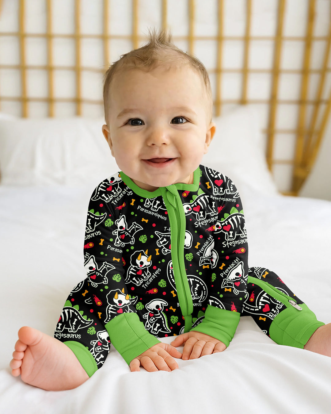 Kawaii Skeleton Dinos Bamboo Convertible Zippy