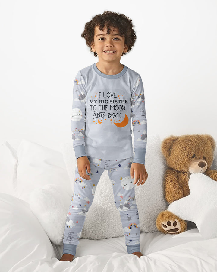 I Love My Big Sister To The Moon And Back Bamboo Two Piece Long Sleeve Pajama Set