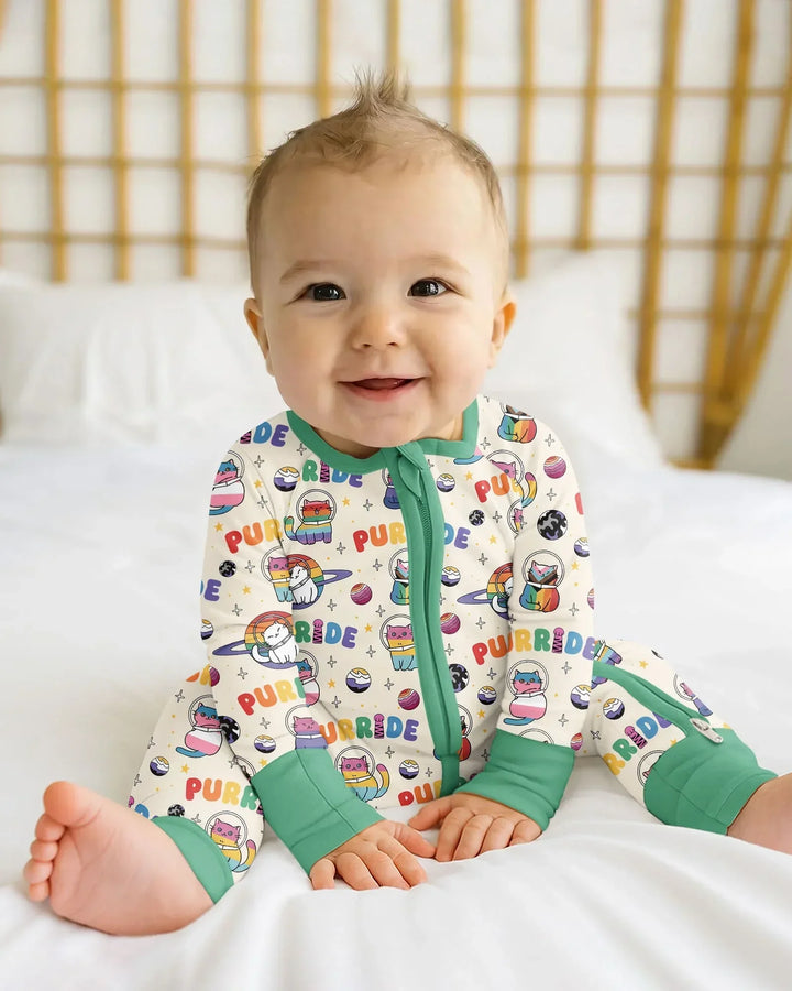 Rainbow Space Cats Family Matching Bamboo Convertible Zippy