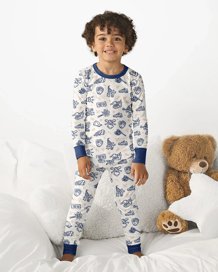 Zweiteiliges Langarm-Pyjama-Set mit Sommerfrüchten