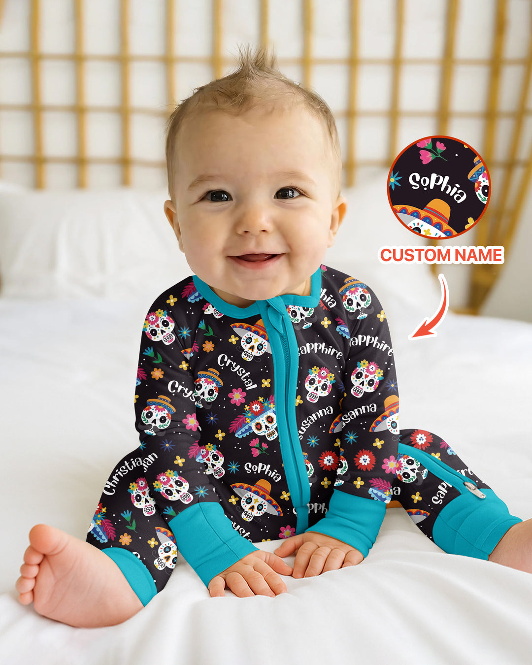Custom Name Dia De Los Muertos Bamboo Convertible Zippy