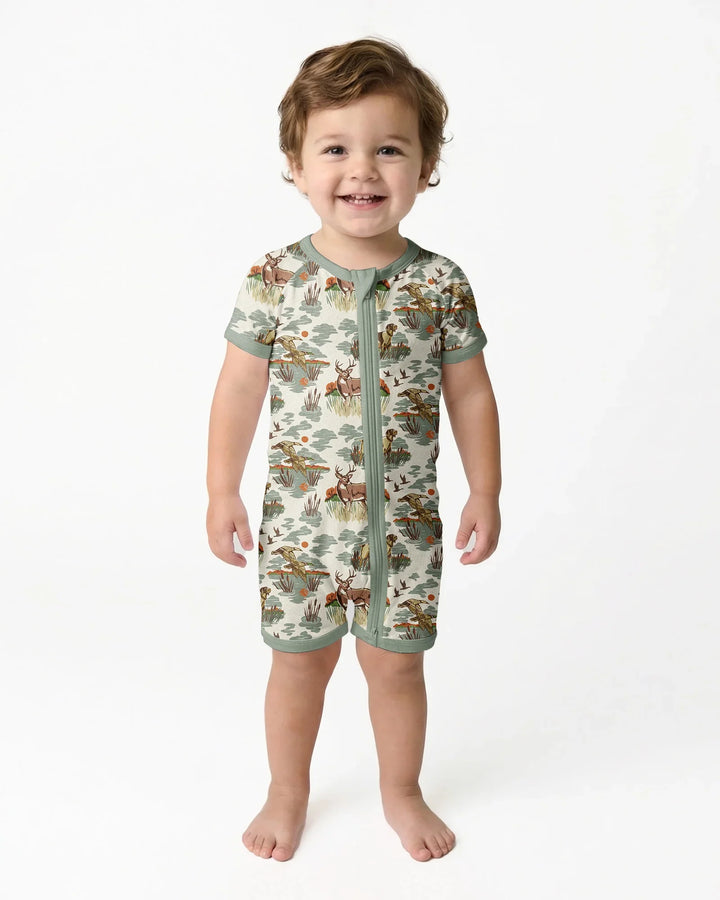 Vintage Hunting Season Daddy& Me Matching Bamboo Shorty Zippy