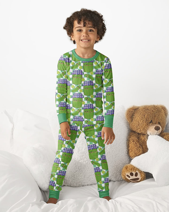 Kawaii Pickle Jar Bamboo Two Piece Long Sleeve Pajama Set