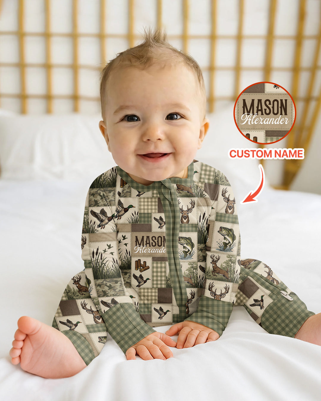 Personalized Hunting Patchwork Bamboo Convertible Zippy