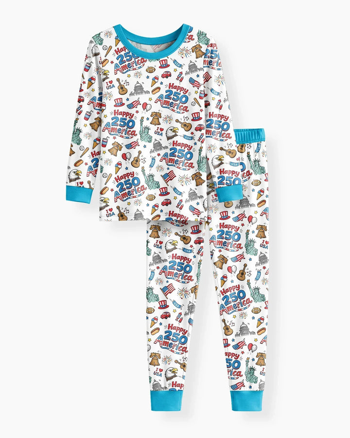 Zweiteiliges Langarm-Pyjama-Set mit Sommerfrüchten