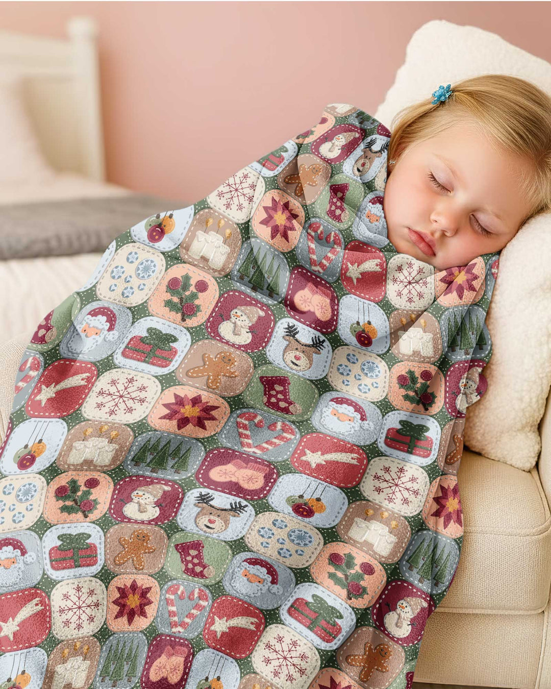 Christmas Felt Patchwork Bamboo Blanket