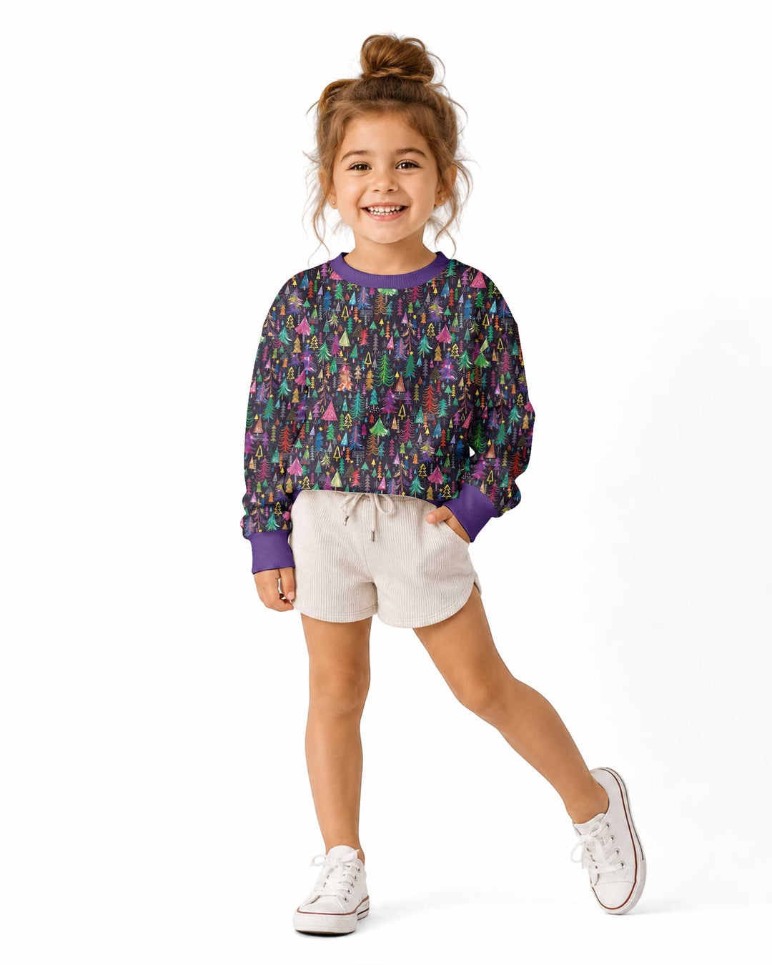 Christmas Holiday Colorful Trees Bamboo Crewneck Sweatshirt