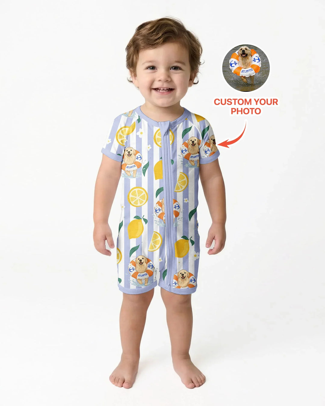 Custom Image Summer Lemon Bamboo Shorty Zippy