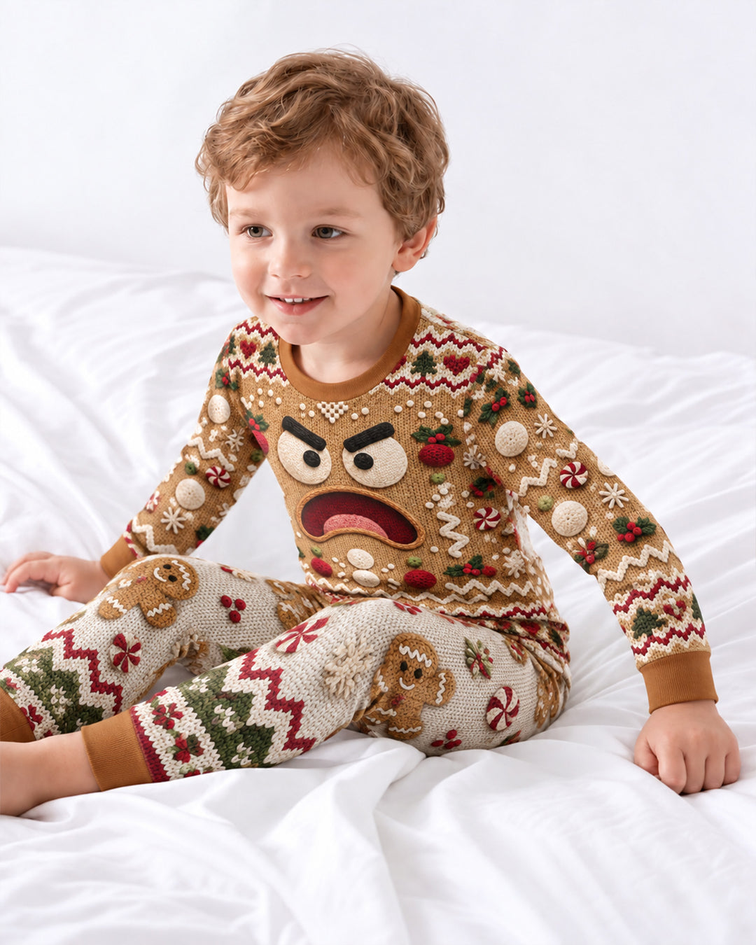 Grumpy Gingerbread Crew Bamboo Two Piece Long Sleeve Pajama Set