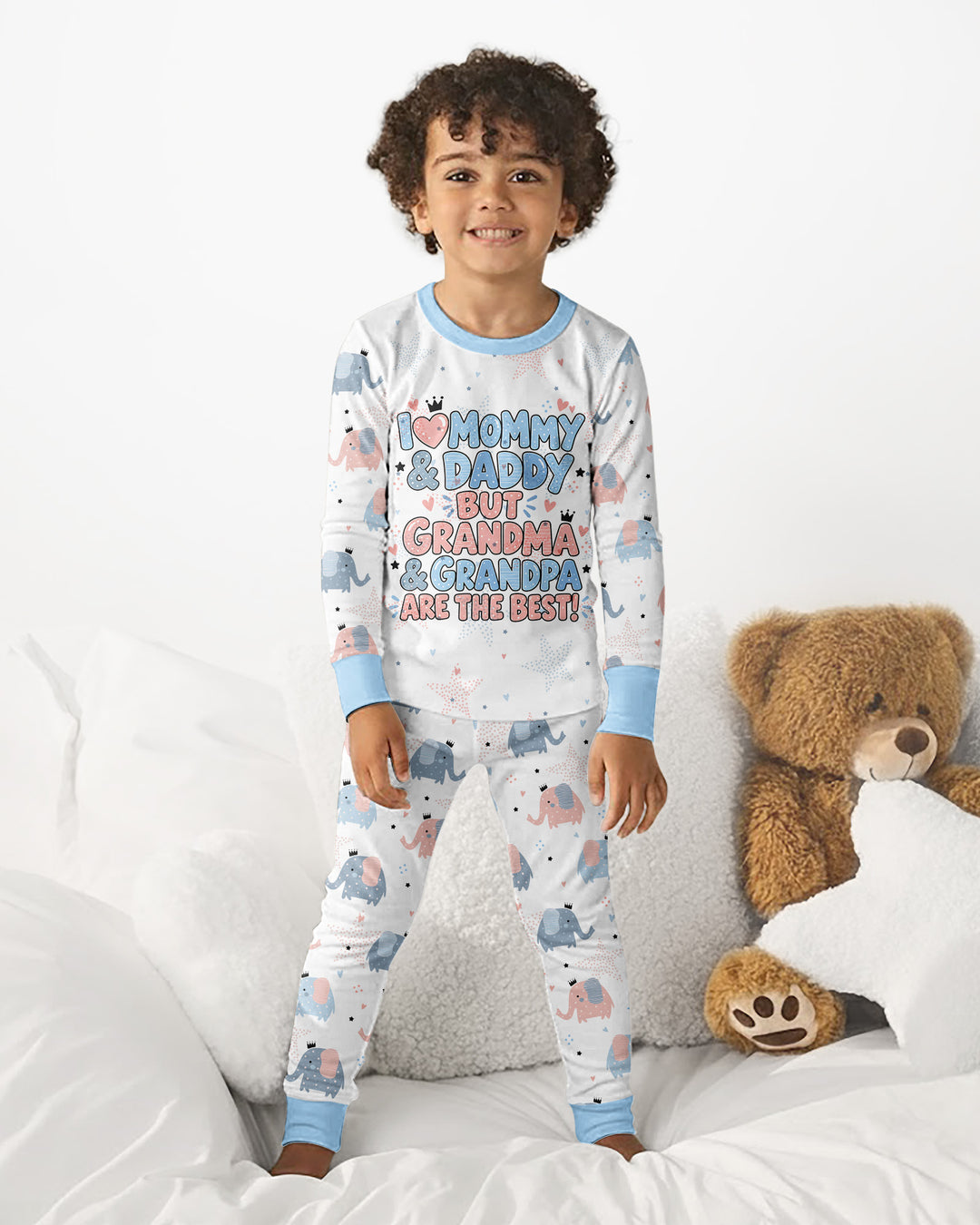 I Love Mommy & Daddy, but Grandma & Grandpa Are the Best! Bamboo Two Piece Long Sleeve Pajama Set