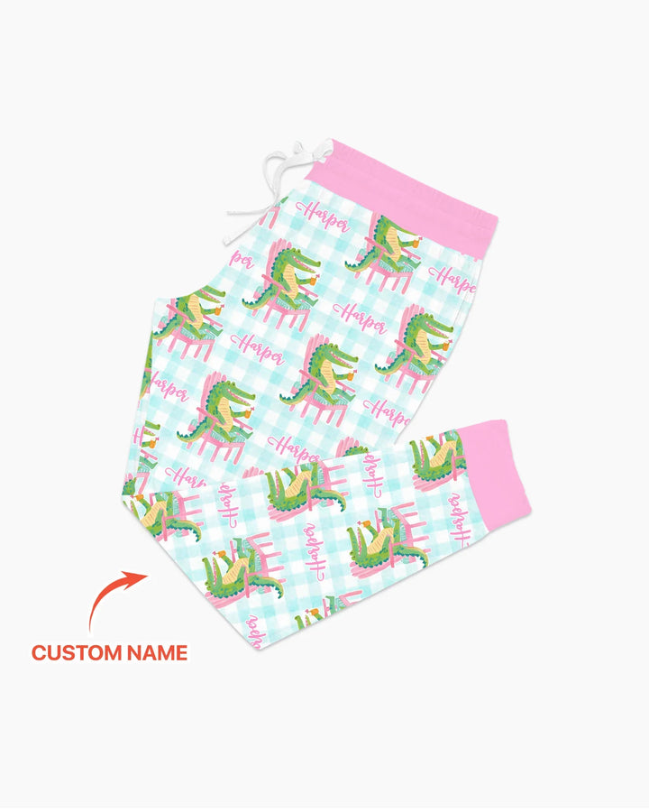 Damen-Schlafanzugset aus Bambus „Preppy Later Gator“ mit individuellem Namen