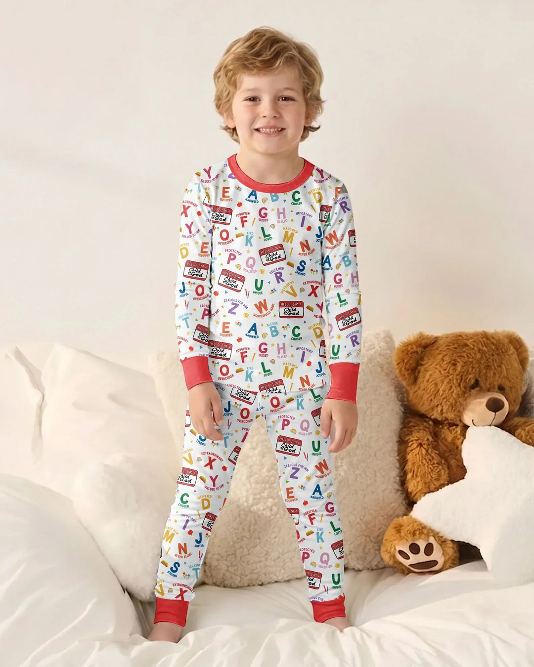 Zweiteiliges Langarm-Pyjama-Set mit Sommerfrüchten