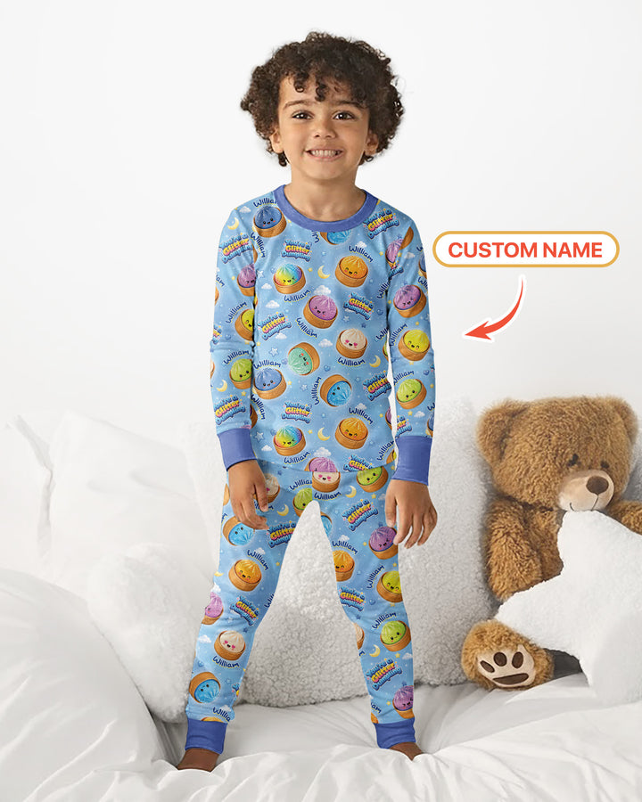 Custom Name You're A Glitter Dumpling Boy Bamboo Two Piece Long Sleeve Pajama Set
