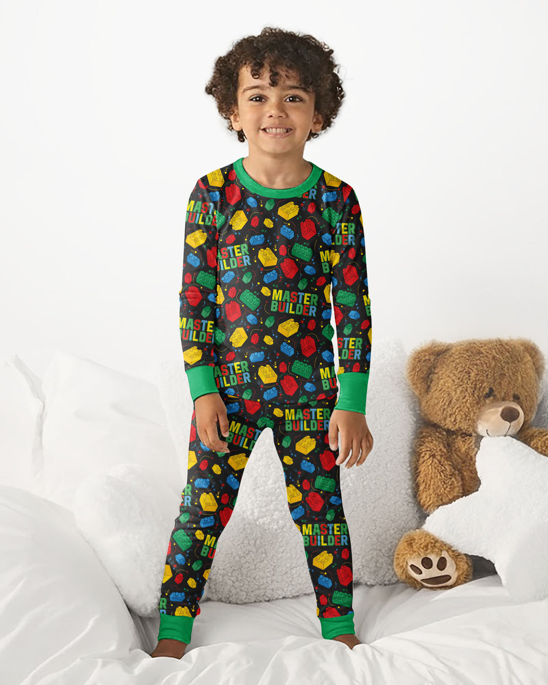 Brick Toy Master Builder Bamboo Two Piece Long Sleeve Pajama Set