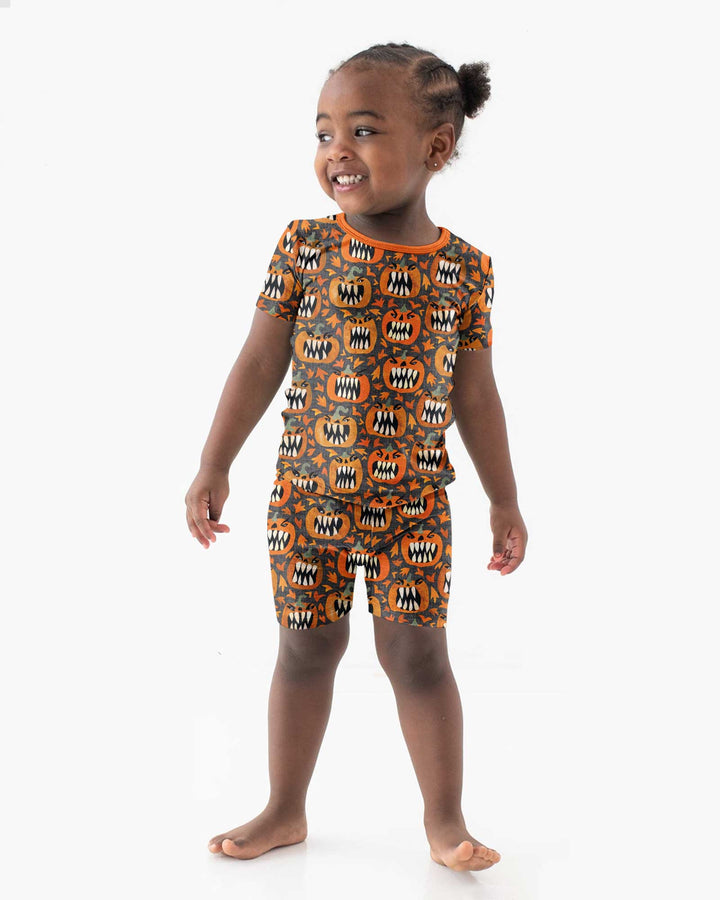 Pumpkin Monsters Bamboo Two Piece Short Sleeve Shorts Pajama Set