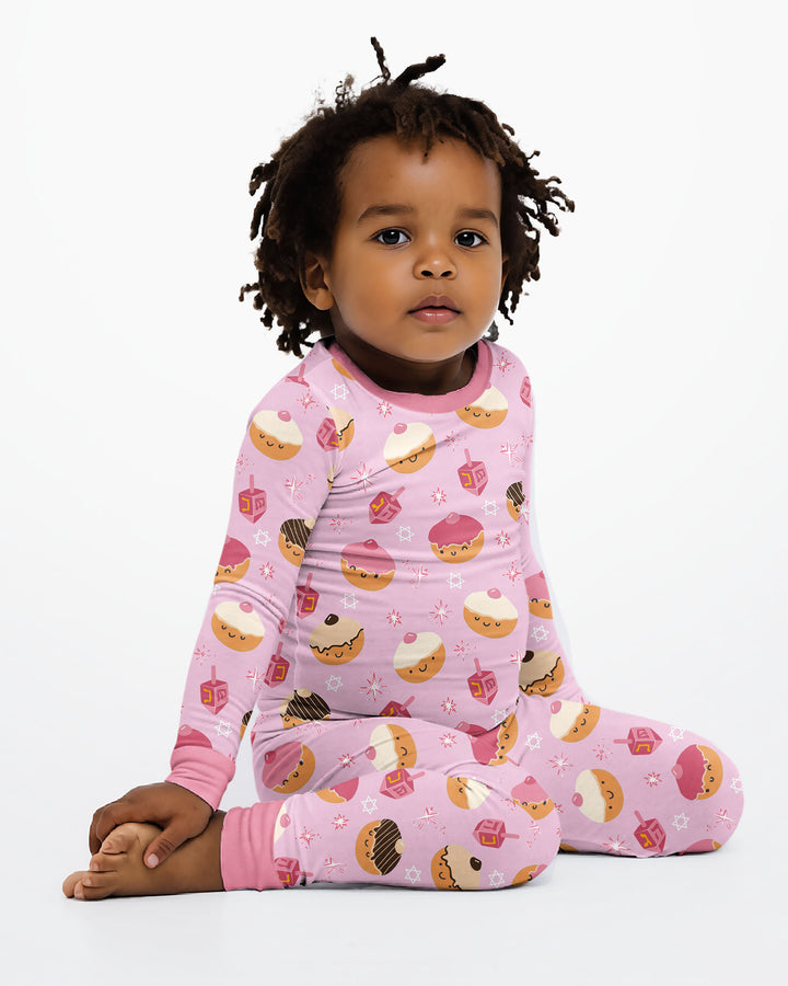 Hanukkah Donut Family Matching Bamboo Two Piece Long Sleeve Pajama Set