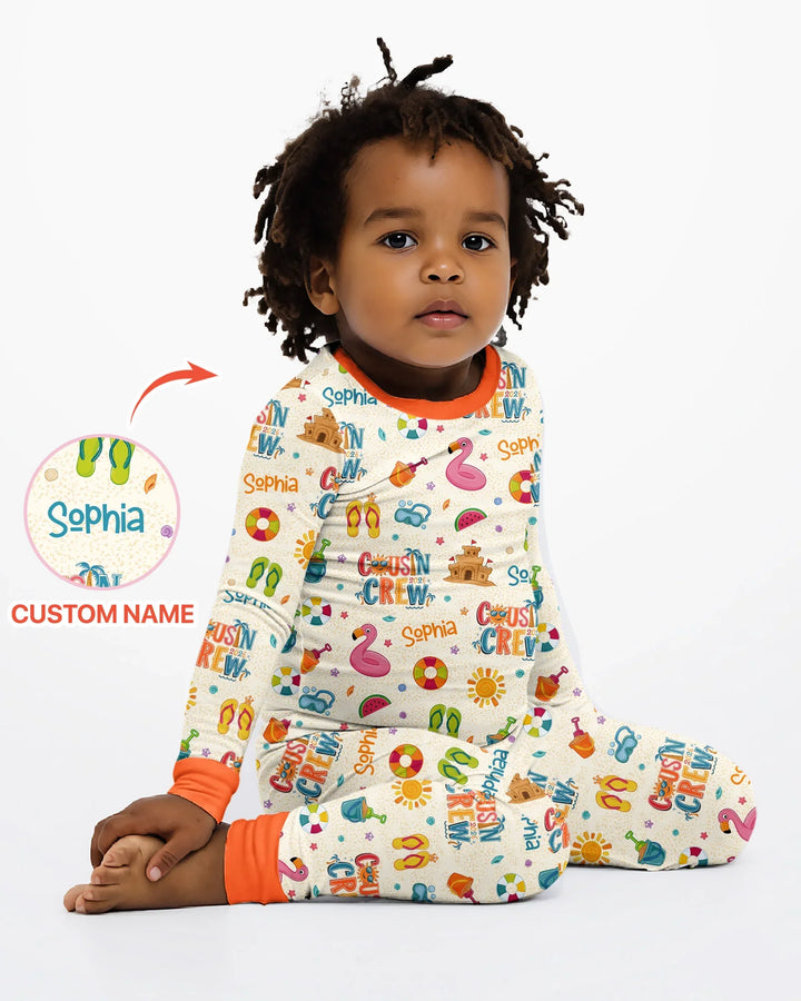 Zweiteiliges Langarm-Pyjama-Set mit Sommerfrüchten