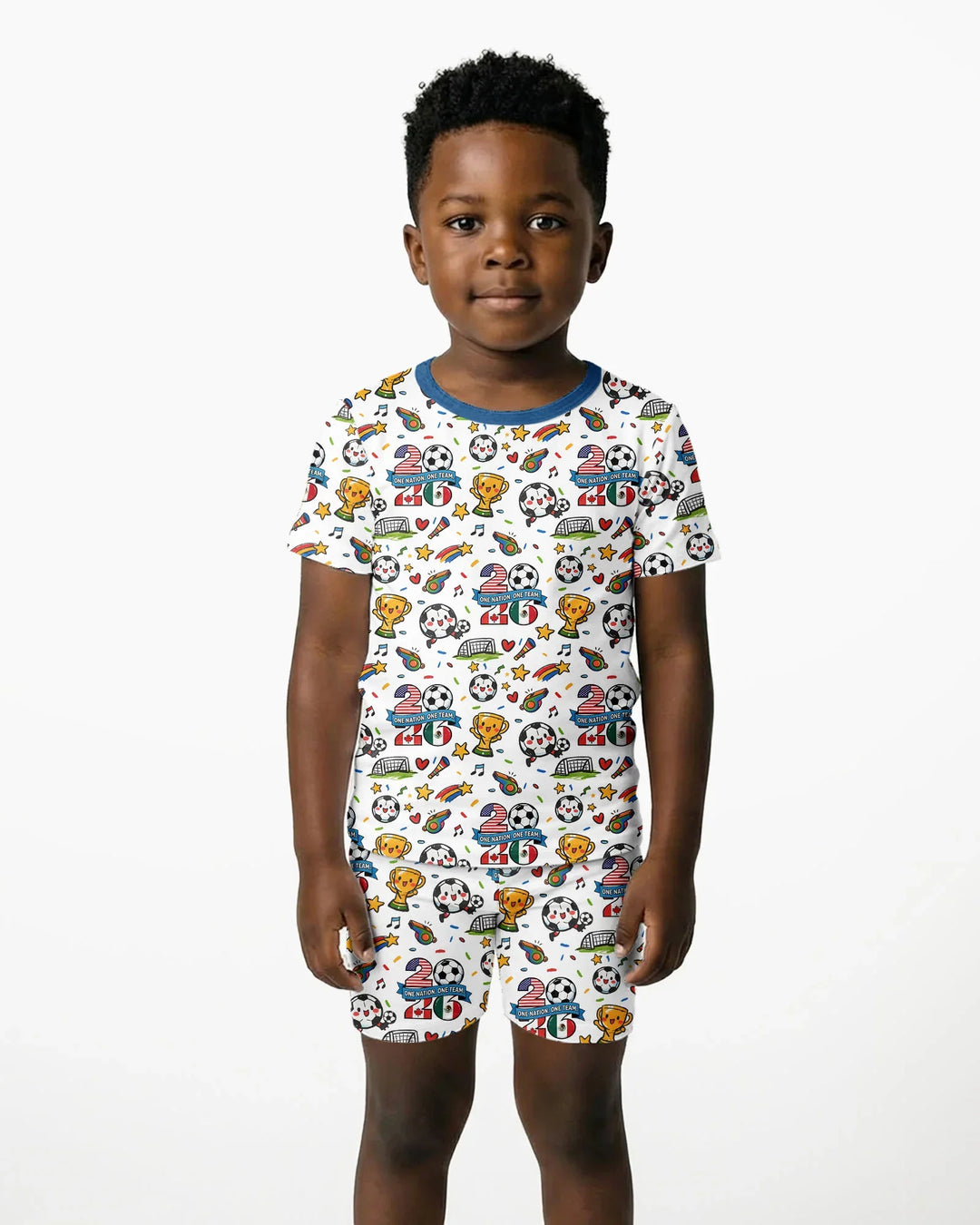 Template Zweiteiliges Pyjama-Set mit kurzen Ärmeln und Shorts