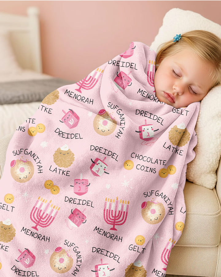 Family Hanukkah Matching Bamboo Blanket