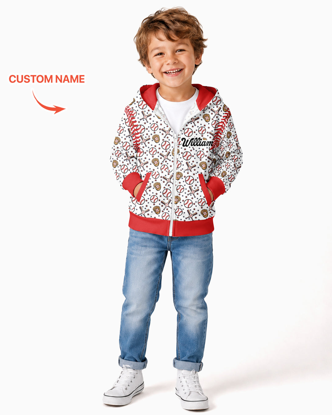 All-Star Baseball Custom Name Bamboo Zip Hoodie